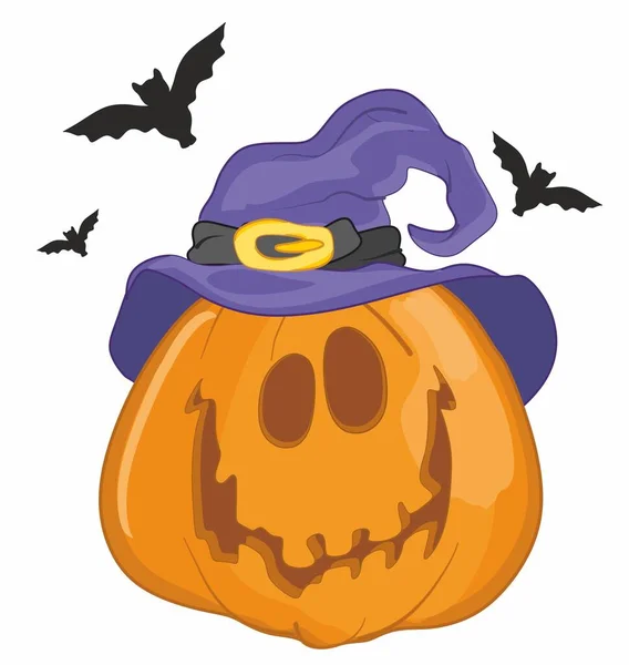 Funny Pumpkin Hat Bats — Φωτογραφία Αρχείου