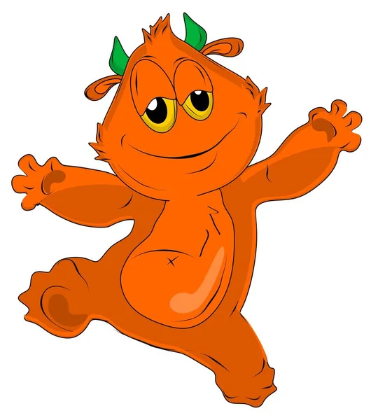 Schattig Vriendelijk Oranje Monster — Stockfoto