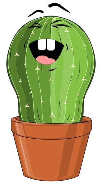 Šťastný Zelený Kaktus Velkými Zuby — Stock fotografie
