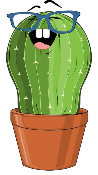 Mosolygó Kaktusz Nagy Szemüveggel — Stock Fotó