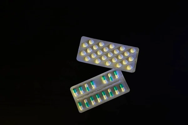 Tabletten Arzneimittel Verpackung Pharmazeutika Arzneimittelpharmakologie — Stockfoto