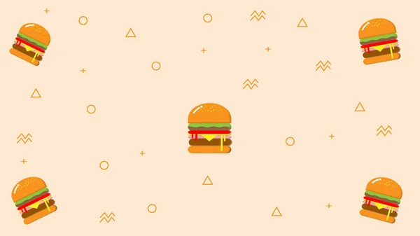 Delicious Burger Pattern Orange Background Perfect Wallpaper Postcard Background — Stock Vector