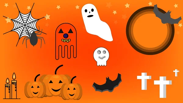 Happy Halloween Dekorációk Szellem Tök Pókháló Gyertya Baba Szellem Pók — Stock Fotó