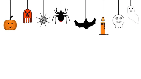 Gruselige Halloween Dekorationen Geist Kürbis Spinnennetz Kerze Babygeist Spinne Fledermaus — Stockfoto