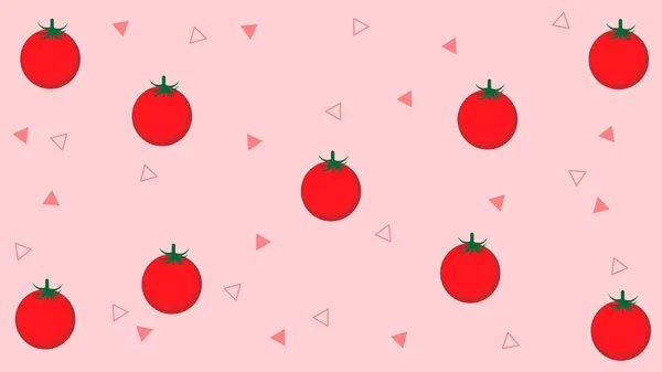 Tomatenpatroon Met Decoratie Rode Achtergrond Fruit Patroon Achtergrond Perfect Voor — Stockvector