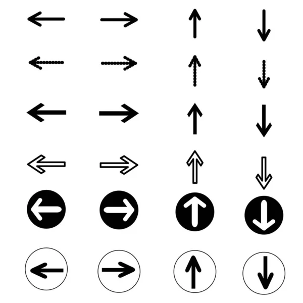 Colección Flechas Blanco Negro Diferentes Estilos Perfectos Para Diseño — Vector de stock