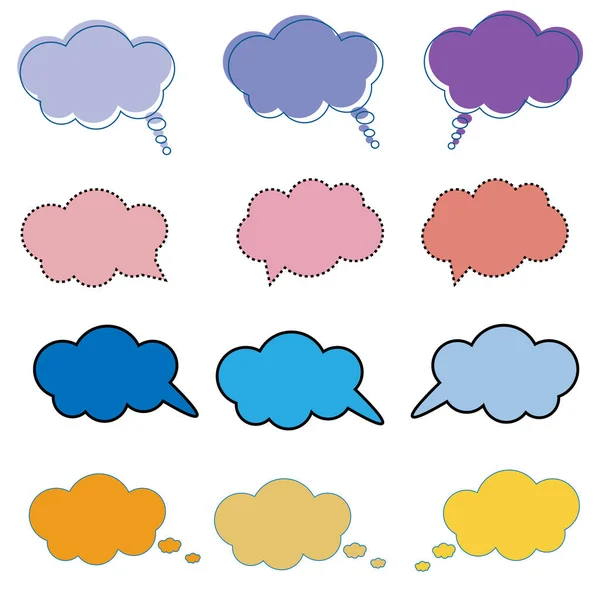 Set Blank Colorful Speech Bubbles Frame Talk Chatbox Speak Balloon — Stock Vector