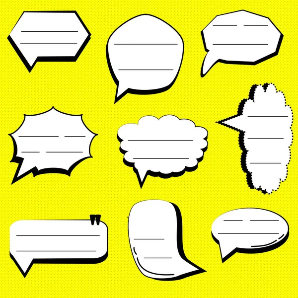 Set Blanco Witte Tekstbelletjes Komische Stijl Frame Talk Chatbox Spreken — Stockfoto
