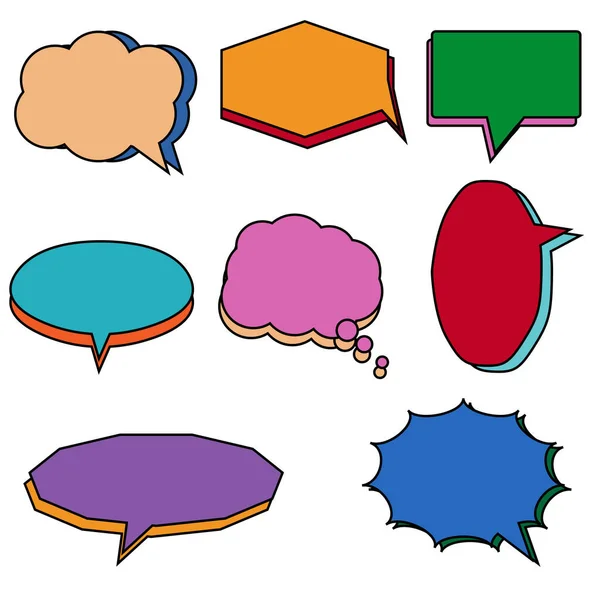 Verzameling Van Blanco Kleurrijke Spraak Bellen Frame Talk Chatbox Spreken — Stockvector