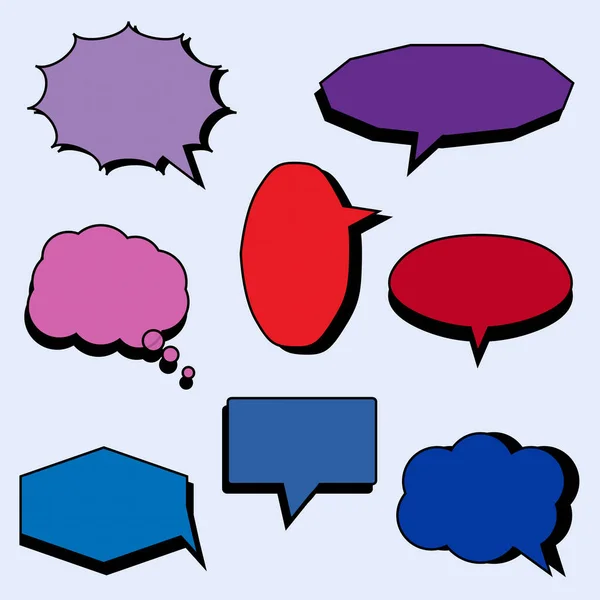 Set Van Blanco Kleurrijke Spraakbellen Frame Talk Chat Box Spreken — Stockvector