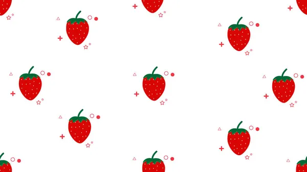 Strawberry Seamless Pattern Background Fruit Pattern Background Perfect Wallpaper Backdrop — Stock Vector