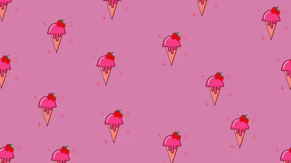 Fondo Patrón Sin Costuras Helado Fresa Fondo Fresa Dulce Perfecto — Vector de stock