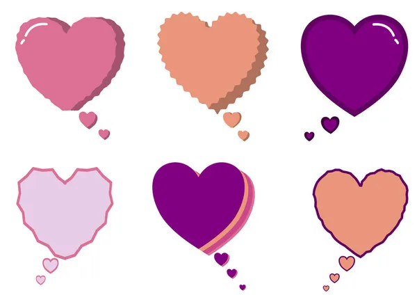 Collection Blank Colorful Heart Shape Speech Bubbles Text Box Frame — Stock Photo, Image