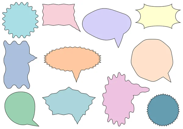 Satz Leere Pastellfarbene Gesprächsbox Textbox Sprechblasen Gedankenblase Frame Talk Sprechballon — Stockfoto