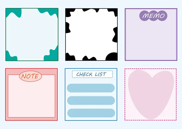 Sevimli Soyut Defterinin Koleksiyon Seti Kağıt Hatırlatma Planlayıcı Liste Kontrol — Stok Vektör
