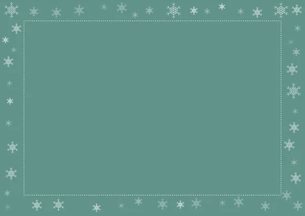Zimní Prázdninový Rámeček Prázdný Prostor Pro Text Sněhem Zeleném Pozadí — Stockový vektor