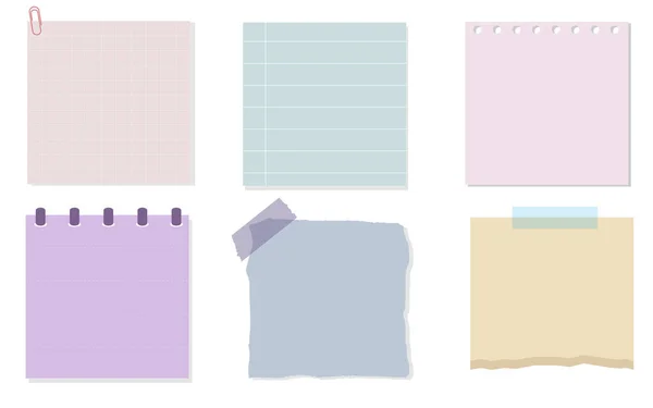 Set Soft Color Notepad Torn Paper Memo Sticky Note Reminder — 图库照片