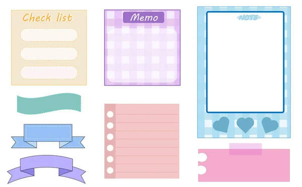 Collection Set Soft Color Pastel Memo Notepad Paper Sticky Note — Stockový vektor