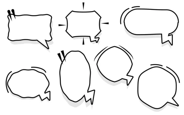 集合一组手绘空白语音气泡 对话框 框架对话 说话气球 思想气泡 泡泡文字 — 图库照片
