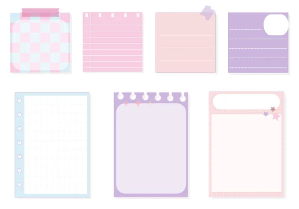 Set Soft Pastel Paper Planner Notepad Memo Sticky Note Reminder — Stock Photo, Image