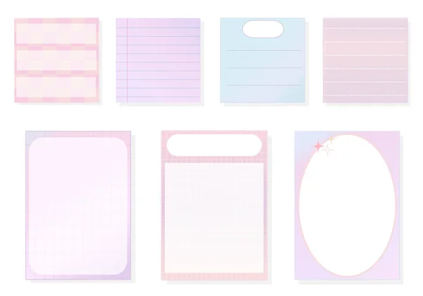 Conjunto Del Papel Color Pastel Gradiente Suave Planificador Bloc Notas — Vector de stock