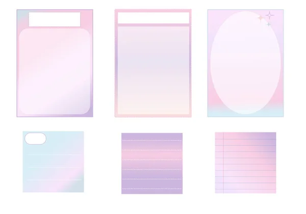 Set Soft Gradient Pastel Color Paper Planner Notepad Memo Sticky — Stock Vector