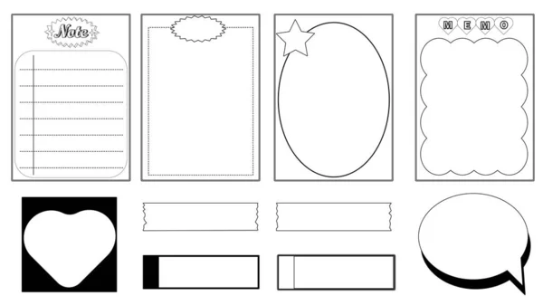 Conjunto Modelo Papel Branco Planejador Bloco Notas Jornal Memorando Nota —  Vetores de Stock