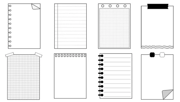空白白纸和黑纸模板 条状便条 备忘录 计划书 — 图库矢量图片