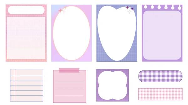 Set Cute Pastel Paper Template Memo Planner Notepad Sticky Note — Stock Photo, Image