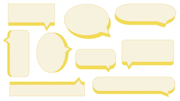 Set Van Lege Gele Spraakzeepbel Conversatiebox Chatbox Sprekende Ballon Denkende — Stockfoto