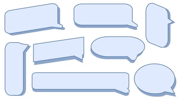 Set Van Blanco Blauwe Tekstballon Conversatiebox Chatbox Sprekende Ballon Denkende — Stockfoto