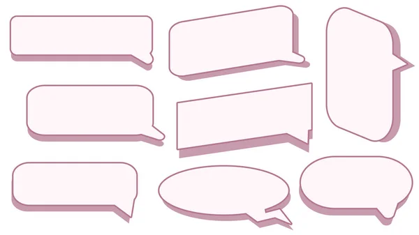 Set Van Blanco Roze Spraakzeepbel Conversatiebox Chatbox Sprekende Ballon Denkende — Stockvector
