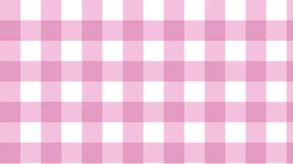 Big Pink Gingham Plaid Checkered Tartan Pattern Background — Stock Vector