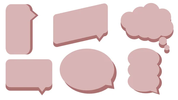 一组空白粉色的语音泡泡 对话盒 聊天室 说话盒 思考气球 信息盒 云泡泡 — 图库照片