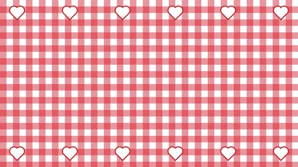 Χαριτωμένο Μικρό Κόκκινο Gingham Σχήμα Καρδιάς Καρό Καρό Tartan Μοτίβο — Φωτογραφία Αρχείου