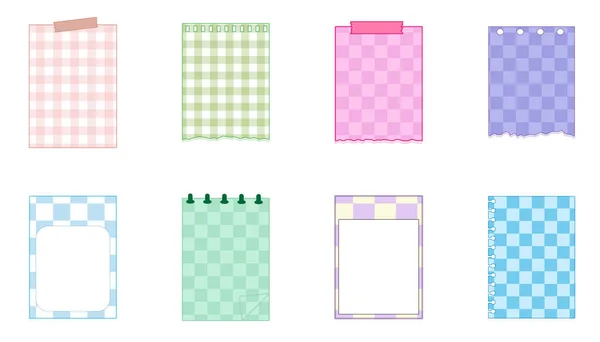 Set Cute Checkerboard Paper Notepad Memo Planner Reminder Journal Cute — Stock Photo, Image
