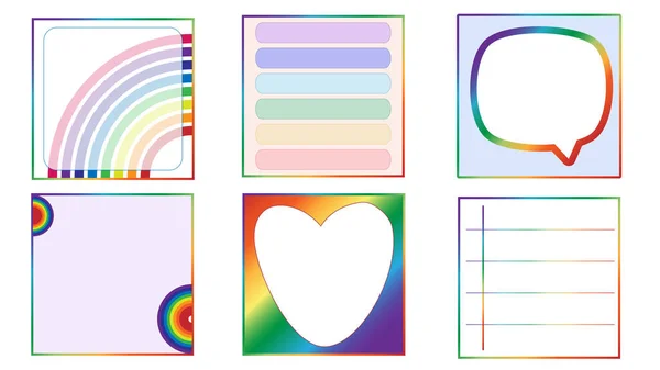 Collection Blank Cute Rainbow Paper Planner Templates Printable Journal Reminder — Stock Photo, Image