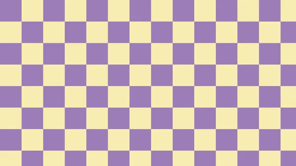 Aesthetic Yellow Purple Checkerboard Checkered Gingham Plaid Tartan Pattern Background — Stock Photo, Image