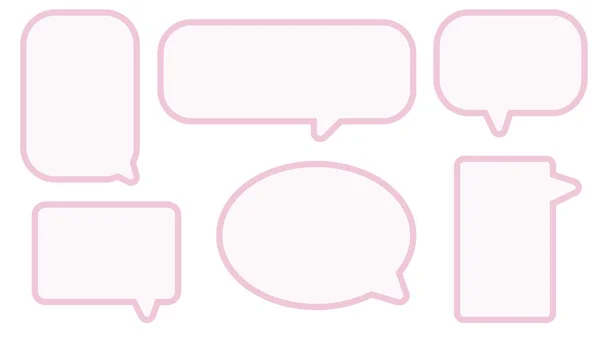 Collection Set Cute Blank Pastel Pink Speech Bubble Conversation Box — Stock Vector