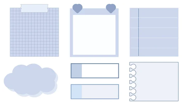 Collection Set Aus Dem Niedlichen Blauen Planer Template Notizblock Memo — Stockvektor