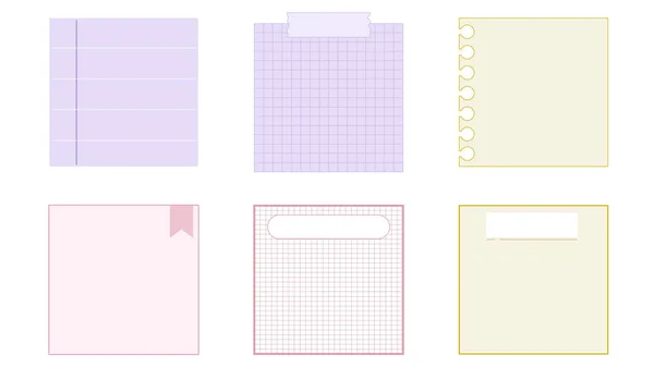 Collection Set Cute Colorful Notepad Template Planner Memo Grid Paper — Stock Photo, Image