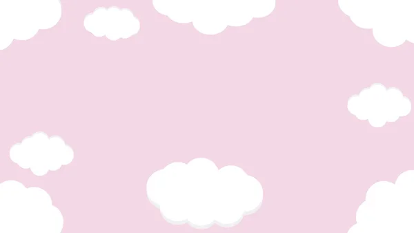 ピンクの背景にかわいい雲のイラスト 壁紙に最適です はがき あなたのデザインのための背景 — ストックベクタ
