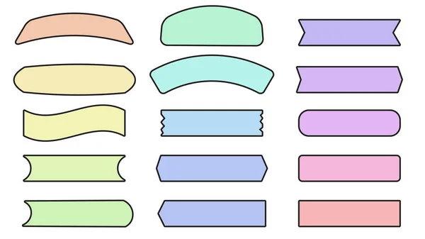 Verzameling Set Van Schattige Kleurrijke Banner Decoratie Maken Tape Lint — Stockvector