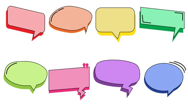 Collection Cute Blank Colorful Speech Bubble Conversation Box Message Box — Stock Vector