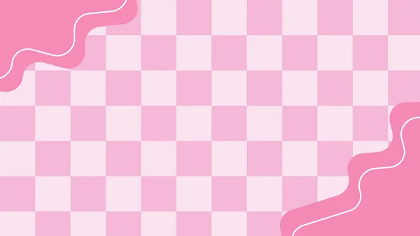 Aesthetic Minimal Pink Checkers Gingham Plaid Checkerboard Frame Wallpaper Illustration — Stockfoto