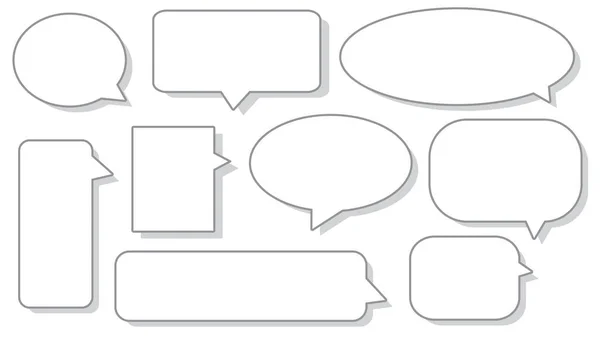 Set Blank White Speech Bubble Conversation Box Chat Box Speaking — Vector de stoc