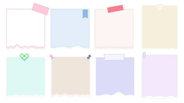 Set Blank Cute Paper Templates Printable Planner Journal Reminder Notes — Vector de stock