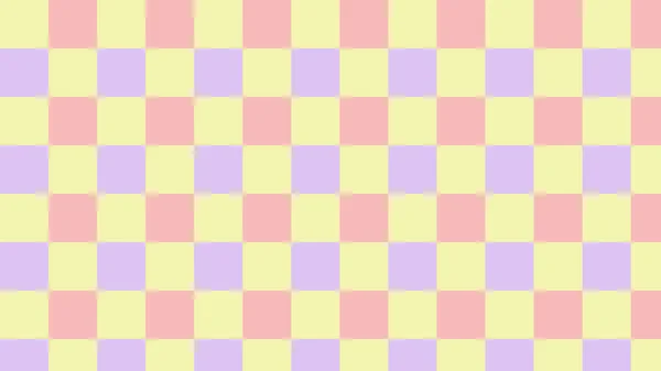 Cute Pastel Pink Purple Yellow Checkers Gingham Plaid Aesthetic Checkerboard — Stockfoto
