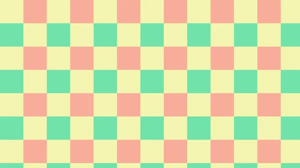 Cute Pastel Green Yellow Checkers Gingham Plaid Aesthetic Checkerboard Wallpaper — Stock Vector