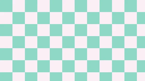 Cute Green Big Checkers Gingham Plaid Aesthetic Checkerboard Wallpaper Illustration — Photo